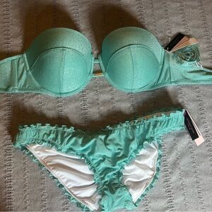 Victoria's Secret Shimmering Teal Lingerie Set